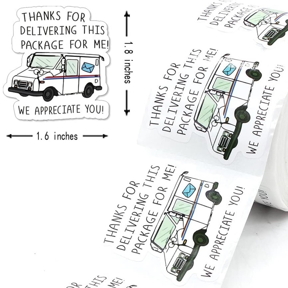 100 Thank You 1.6” Stickers Mail Carrier USPS Holiday Gratitude Mailing Stickers - Picture 2 of 4